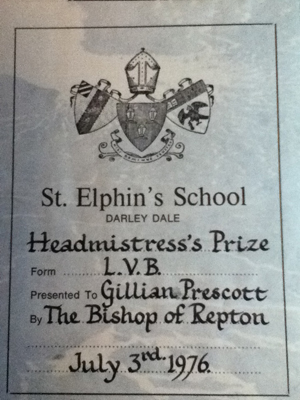 Headmistress Prize certificate